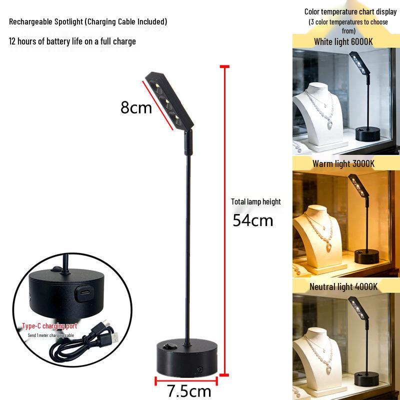 Wire-Free Jewelry Display Spotlight with Charging