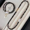 Vintage Natural Freshwater Baroque Pearl Artificial Black Tip Collarbone Chain Sweater Chain Necklace Autumn Winter