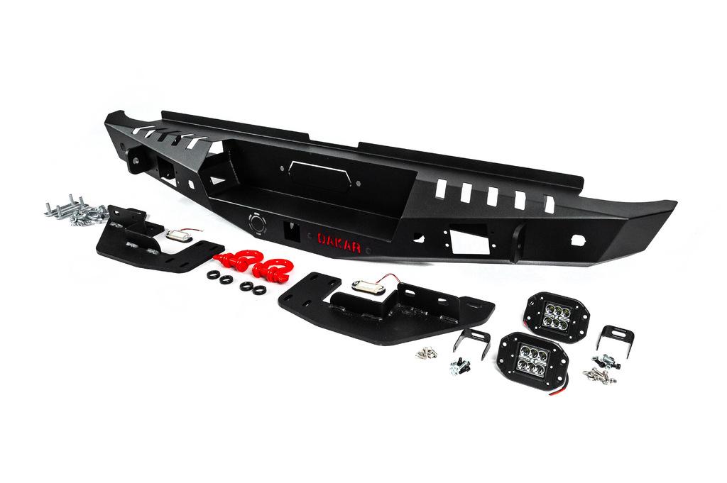 Reinforced Rear Bumper Dakar Black, for Sensor, with Backlight for Ford Ranger 2011-2022