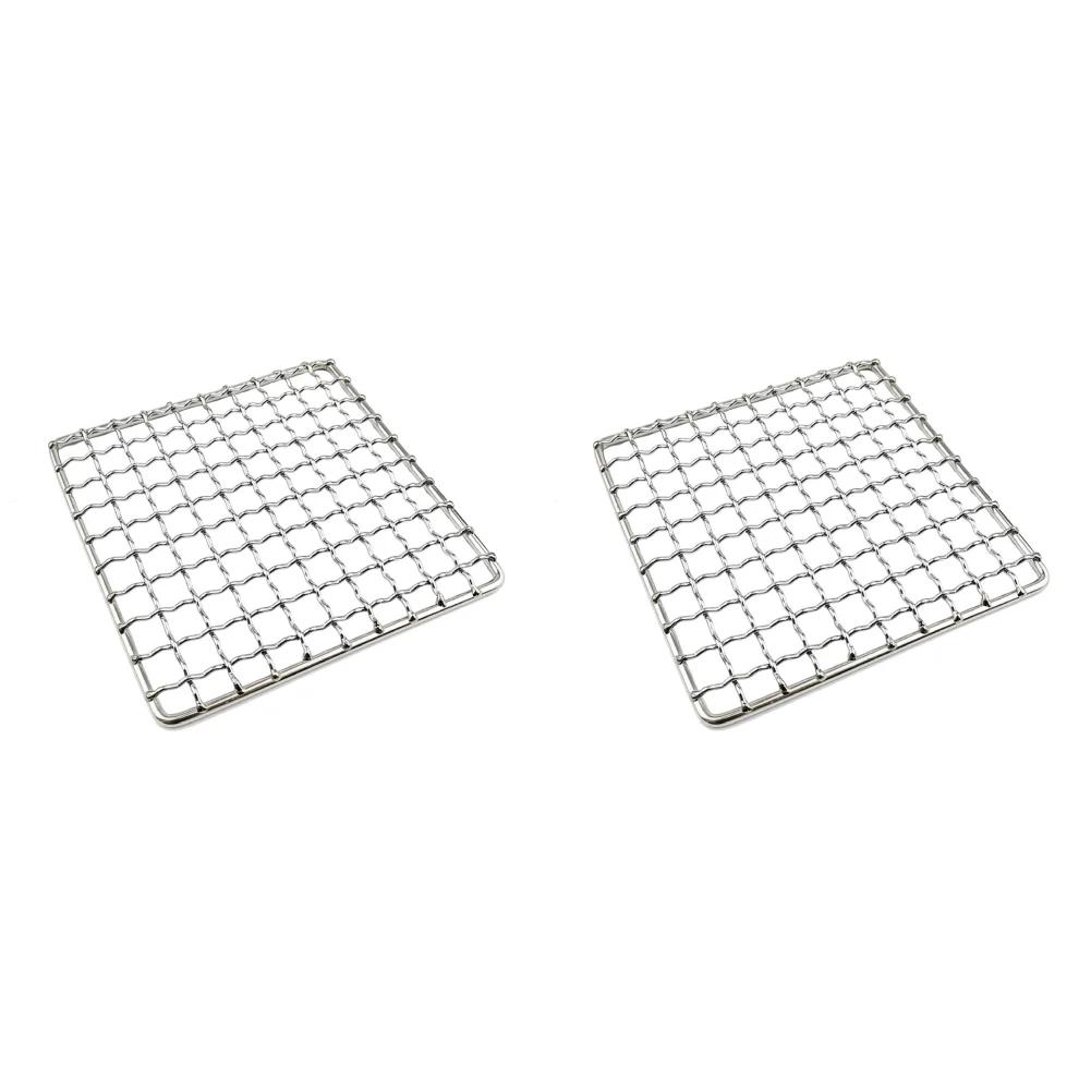 Stainless Steel Camping Grill Grate Mesh Pads Square Round Grilling Net Fire Cooking Outdoor Activities Traveling Picnic BBQ Pad