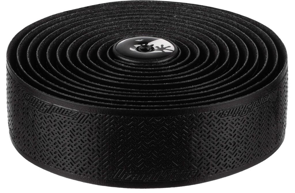 Lizard Skins DSP Bar Tape with Bar End Jet Black V2, 3.2mm Thick, Screw-In Plugs,