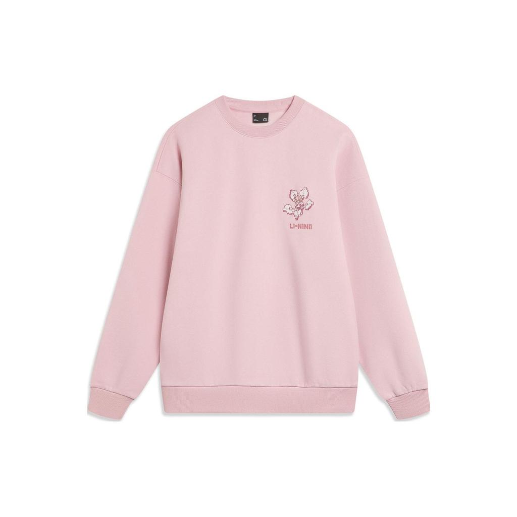 Li Ning Sports Lifestyle Series Letter Print Casual Sweatshirt Women Sweatshirt Light-Pink AWDT762-1