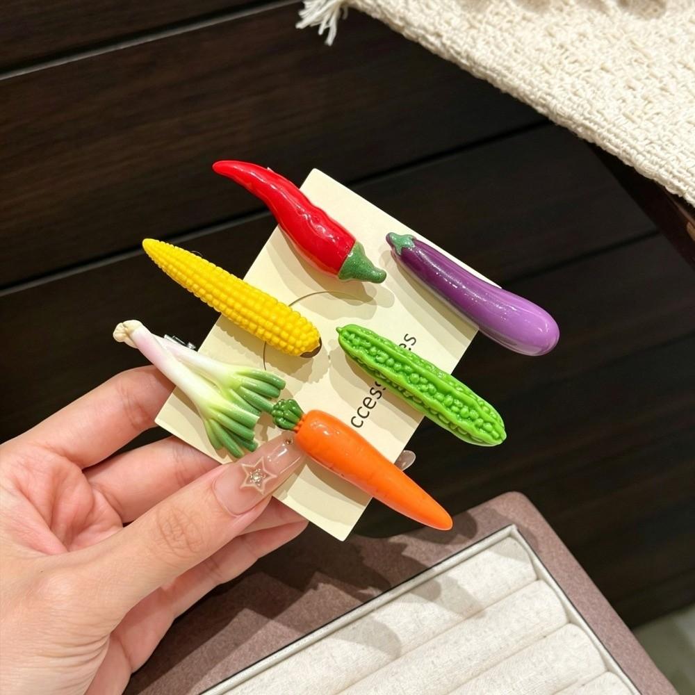 6Pcs/Set Realistic Vegetable Shape Food-Shaped Hairpin Novelty Side Hair Clips Bangs Flyaway Hair