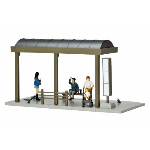 TOMYTEC DioColle 64 1/64 #CarSnap 05a Bus Stop ABS Accessories & PVC Doll & Small Item Set (Assembled)