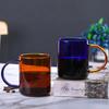 380ml Nordic Colored Glass Coffee Cup Heat Resistant Amber Blue Glass Mug with Handle for Tea Juice Water Household Use