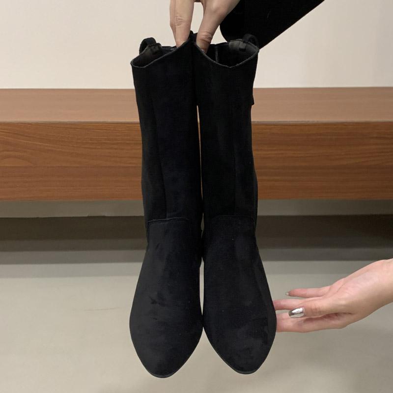 Autumn Winter Faux Suede Ankle Boots for Women Pointed Toe Low Heel Soft Modern Short Boots Ladies Lightweight  De Mujer