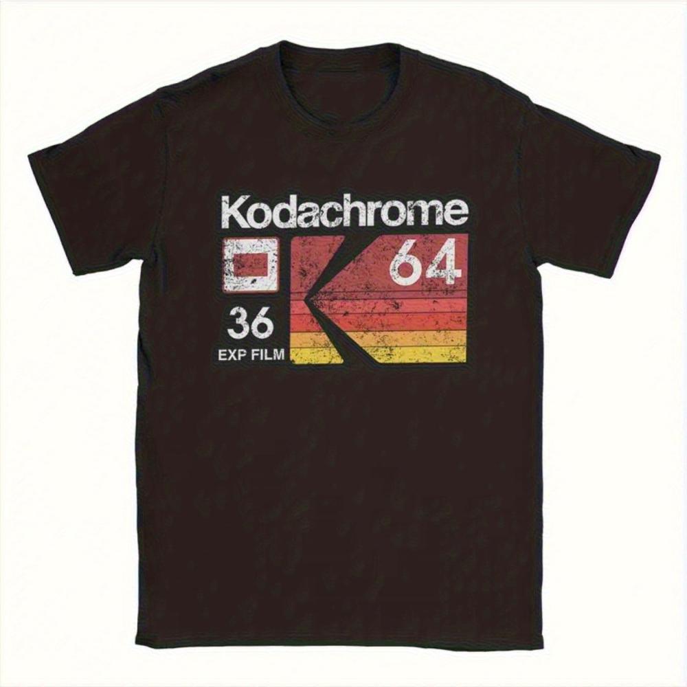 

Men S Vintage Kodachrome 36 Retro Graphic T-Shirt Short Sleeve Casual Tee with Film Strip Design Regular Fit Round Neck Tee S