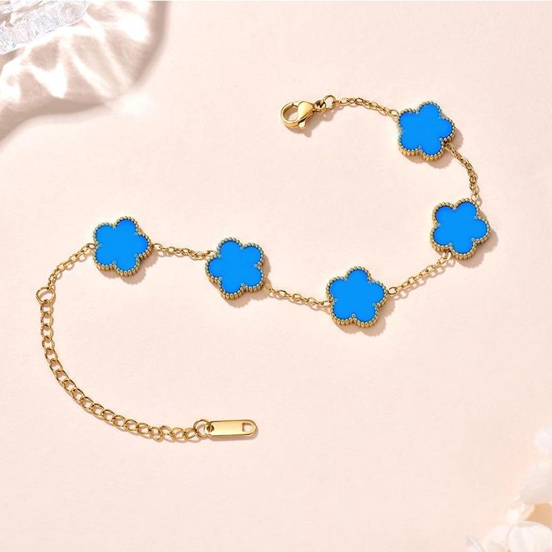 Clover Lucky Bracelets Womens Hand Double Sided Flowers Jewellery Gifts Stainless Steel Bracelet Gold Plated Bracelets Man