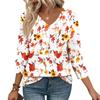 Women's Casual Tops V Neck Pull Stripe Prints Seven Sleeve Tops