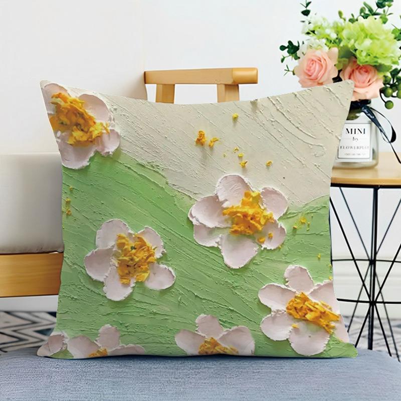 Ins Style Oil Painting Print Decorative Pillowcase Bedroom Living Room Square Cushion Pillowcase
