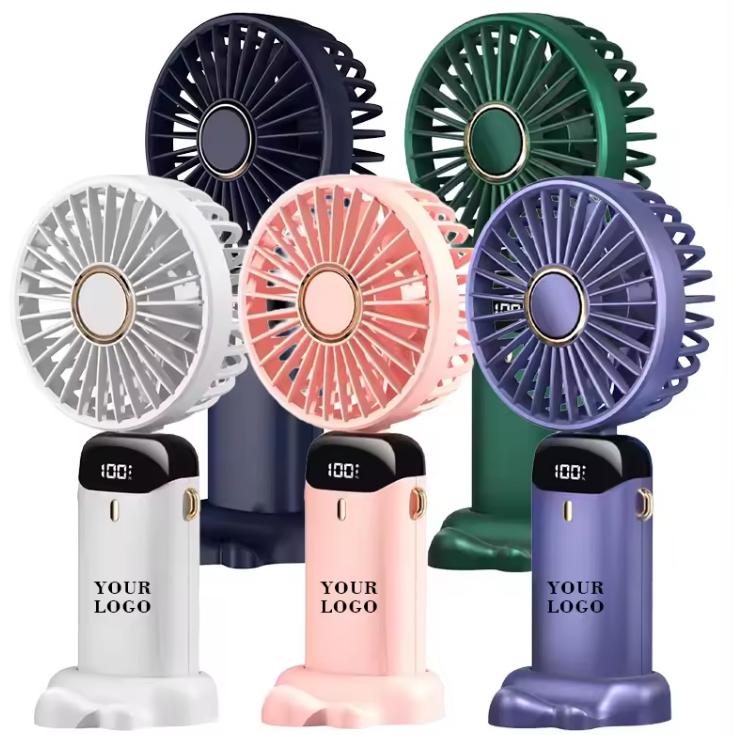 Portable Handheld Mini Fan with Power Display, Outdoor Handheld Fan with Mobile Phone Holder