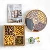 HeMu-Detachable Assembly Bamboo Partition Plate, Circular Square Dried Fruit Plate, Household Snack Storage Tray, Dessert Plate