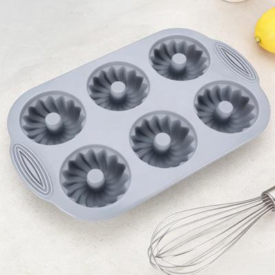 6-fach Silikon-Kuchenform Antihaft Leicht zu lösen DIY Lebensmittelqualität Rund Kekse Donut Pudding Schokolade Fondant