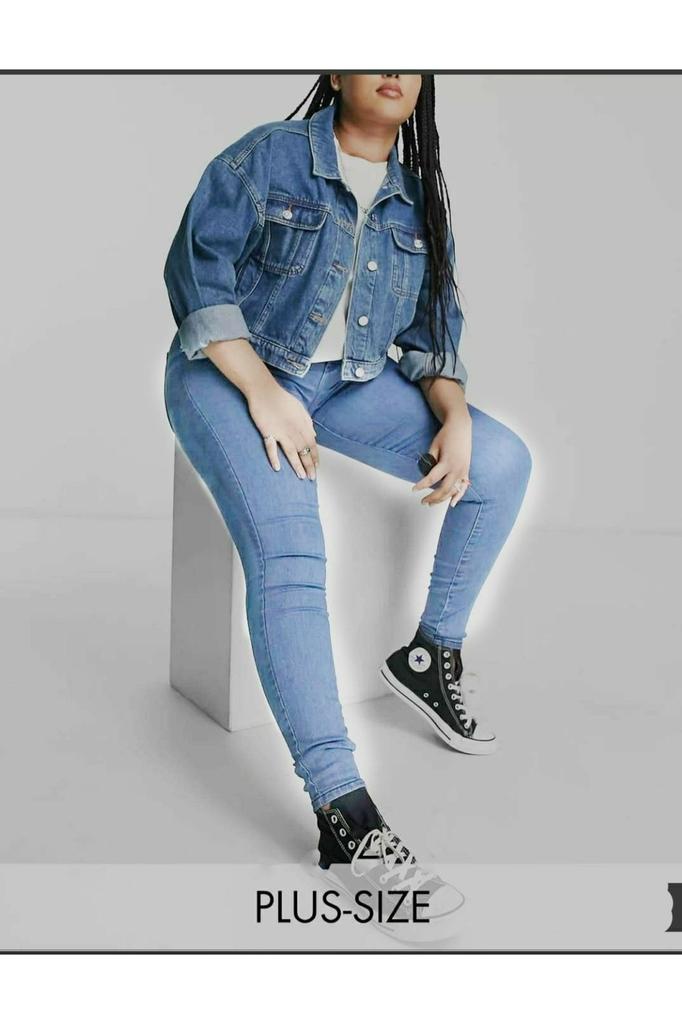 Women's Fashion Big Size jeans Black Plus Size Tight-fitting Jeans (Skinny)