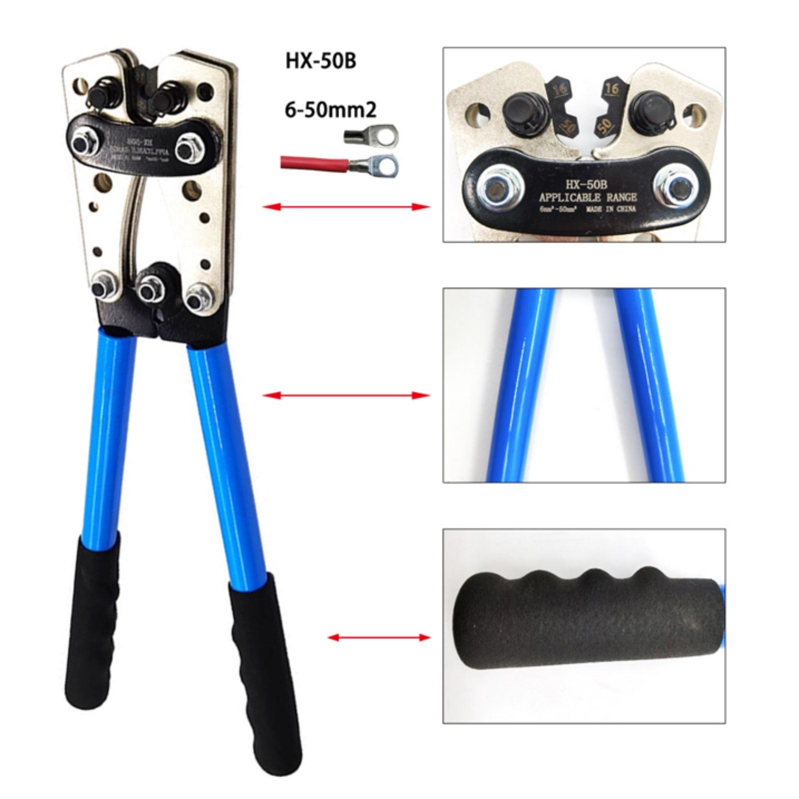 

Ручные регулируемые инструменты для обжима 6- 50мм² Кабельные наконечники Обжимные клещи HX-50B One Size