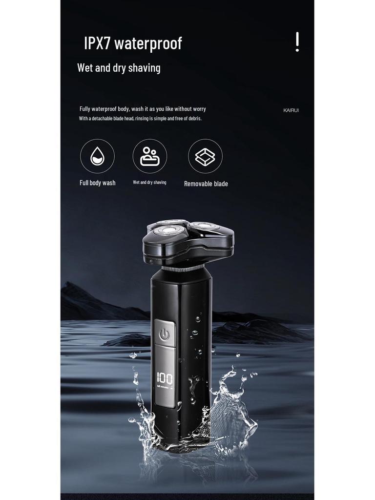 Men's Electric Shaver & Beard Trimmer: Aluminum, Full Body Washable, Digital Display