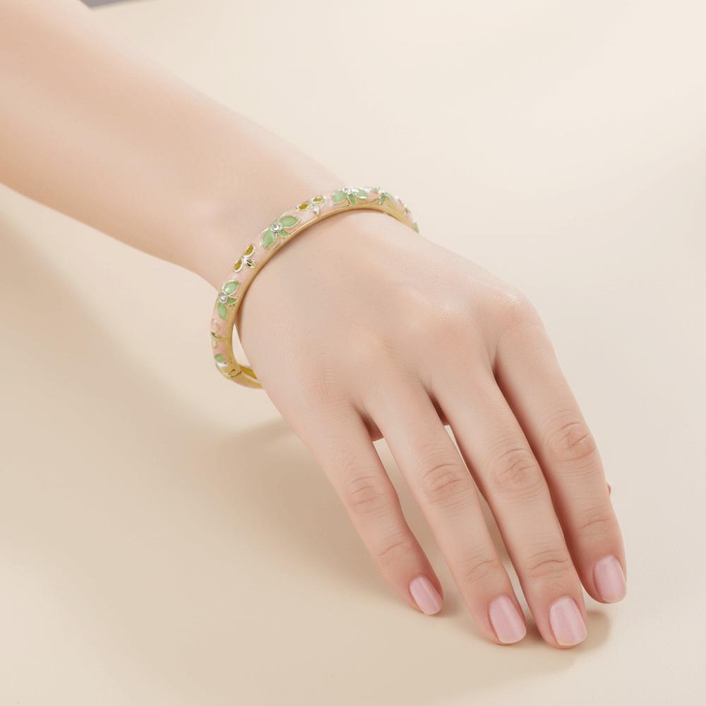 Traditionelles Vintage Cloisonné Armreif Blumig Damen Handarmband Schmuck Geschenke