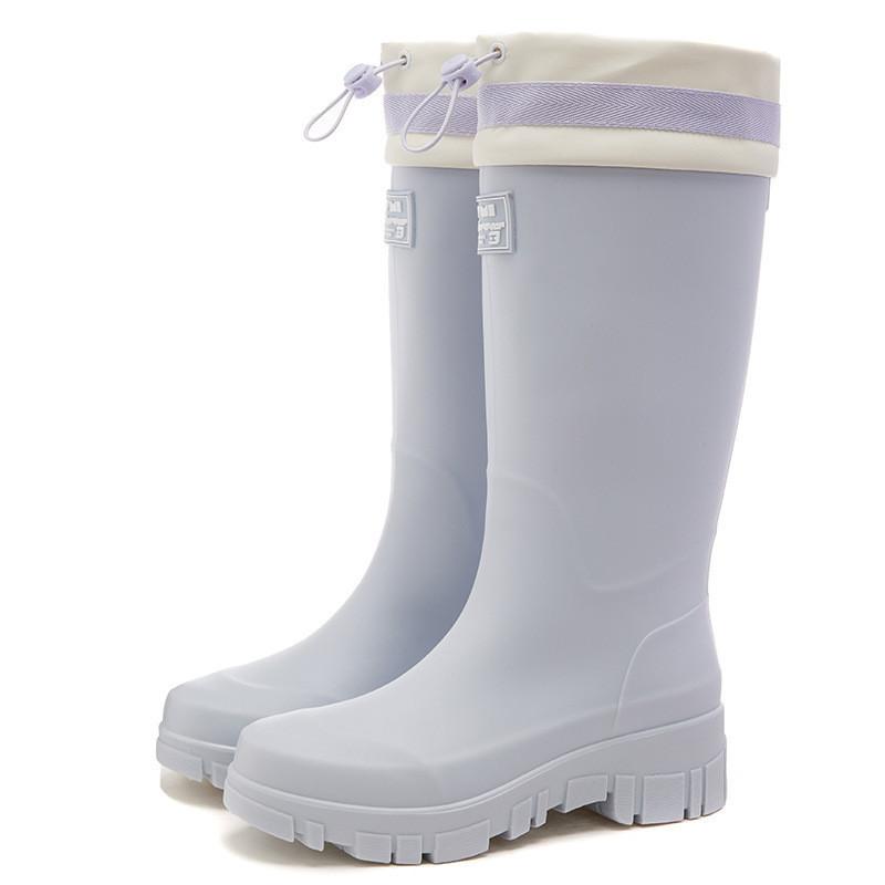 Korean Version Versatile Tall Rain Boots Women's Waterproof and Non-slip Water Boots Wear-resistant Outer Wear Rubber Shoes Kitchen Work Sleeve Women'