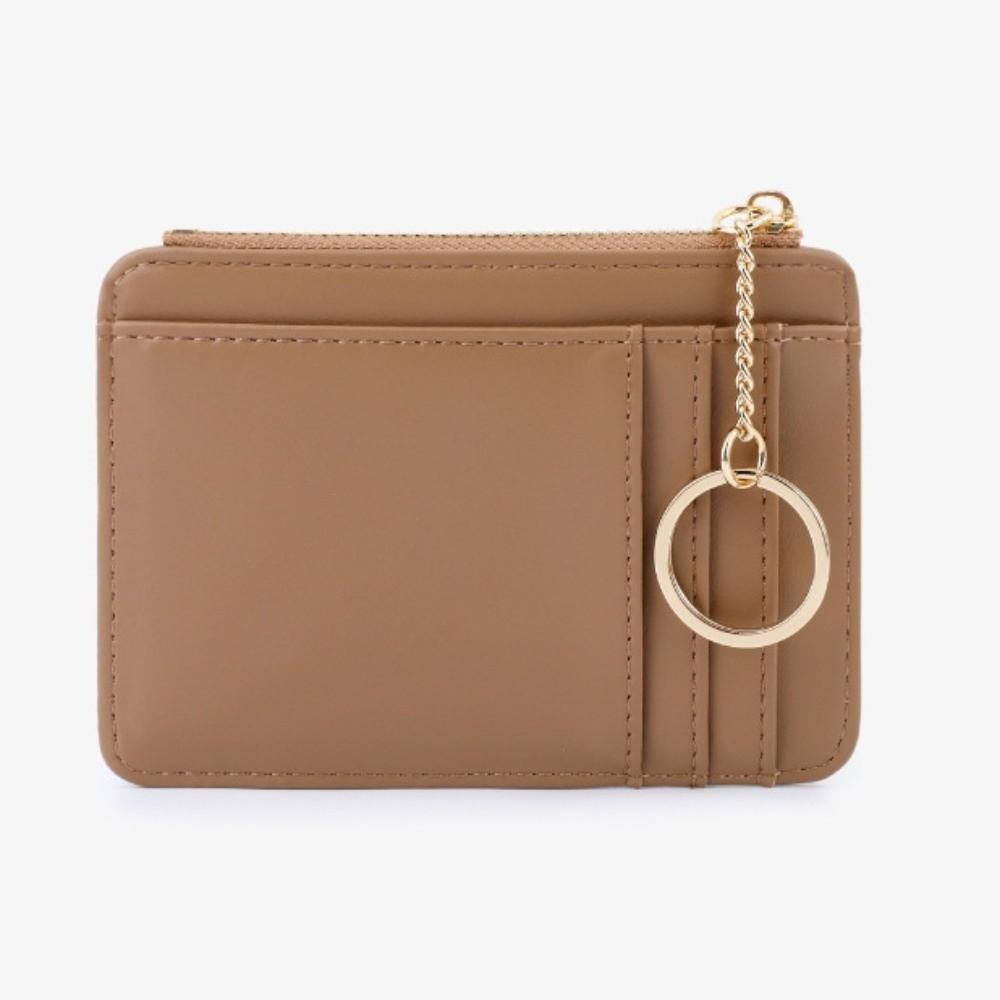 Simple With Keychain Hanging Card Bag PU Leather Thin Pocket Coin Purse Multifunction Waterproof Multi-card Wallet Gifts