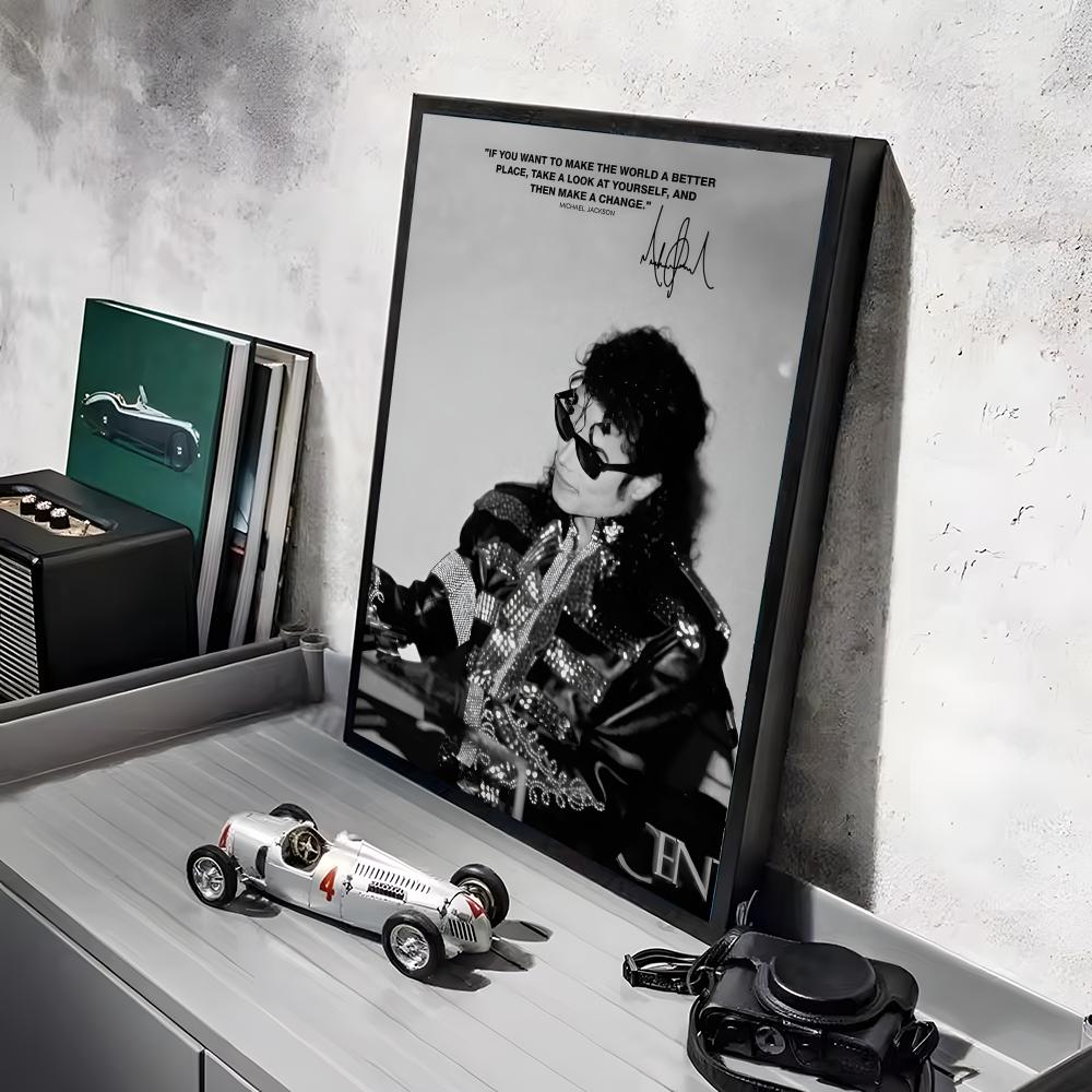 M-Michael J-Jackson Sänger Poster Aufkleber Gemälde Wandbild HD Wandaufkleber für Schlafzimmer Wohnzimmer Zuhause Selbstklebende Dekoration Geschenk