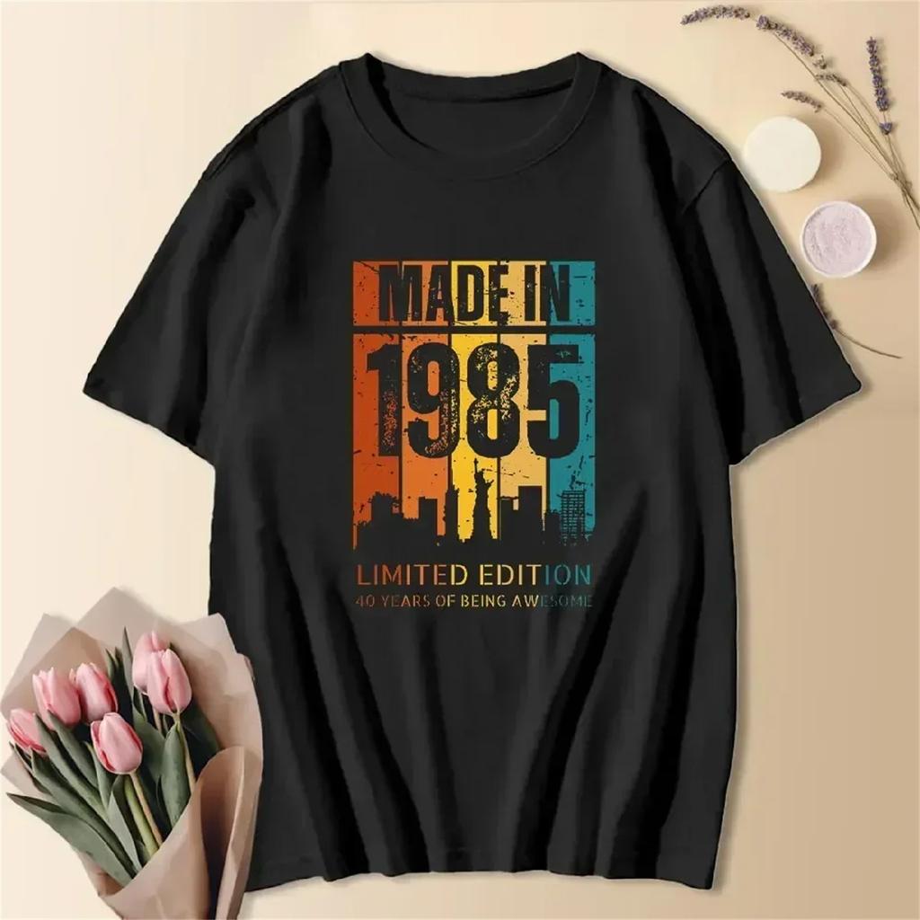 1985 40. 40 Jahre alt Limited Edition Vintage Baumwoll T-Shirt Männer Frauen Geburtstag Jubiläum T-Shirts Geschenk Kurzarm T-Shirt Tops