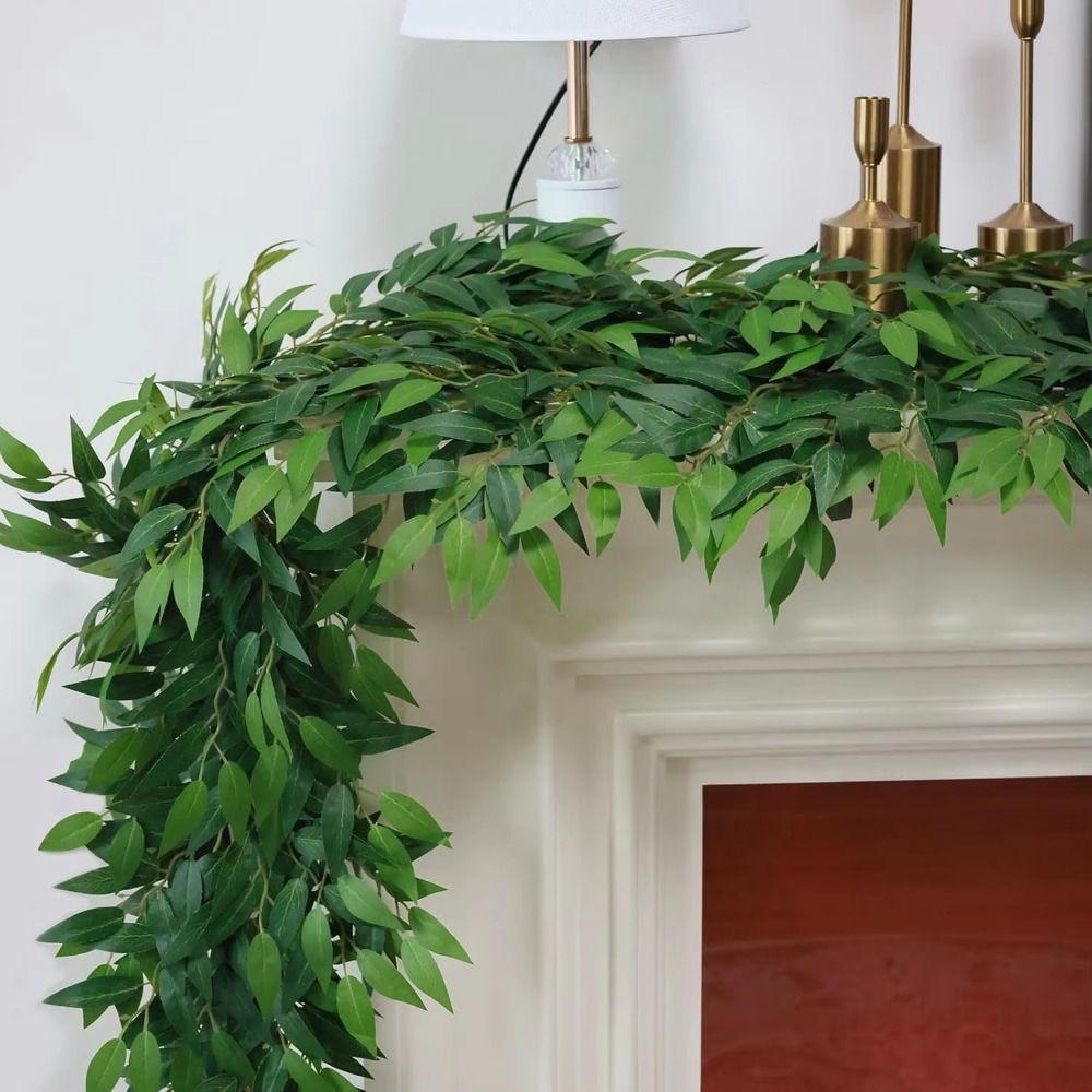 Artificial Foliage Silk Willow Greenery Garlands DIY Plastic Artificial Leaves Vine 180cm Flexible Artificial Plant Vine
