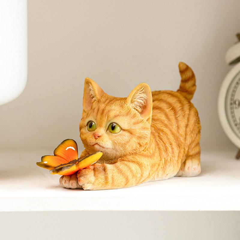 1pc Adorable Cat Figurine for Home Bedroom Study Office Desk Creative Decor & Interior Accessories