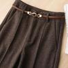 Women's Straight Leg Wool Flannel Trousers: Thick, Warm, and Comfortable for Autumn and Winter.