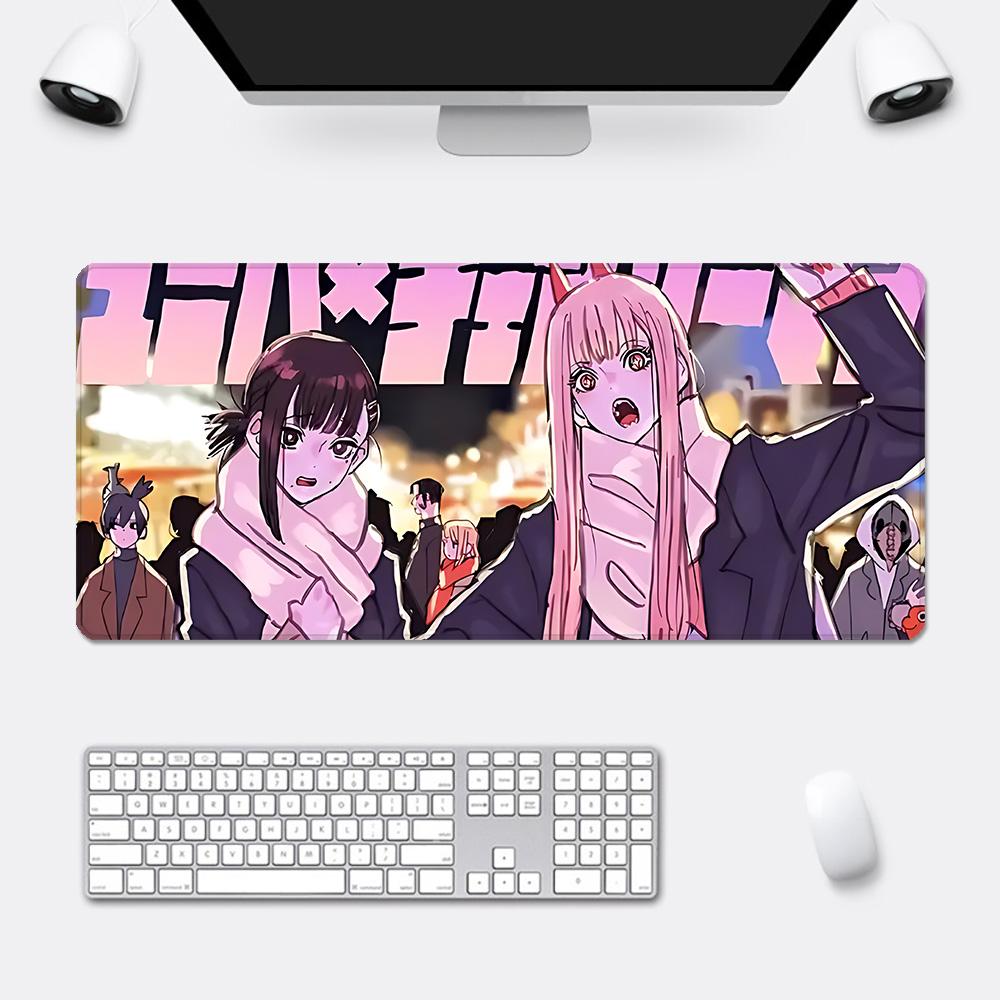 Anime Chainsaw Man Mauspade HD-Druck Computer-Gamer Verriegelungskante Rutschfestes Mauspade XXLxcm Tastatur PC Schreibtischunterlage