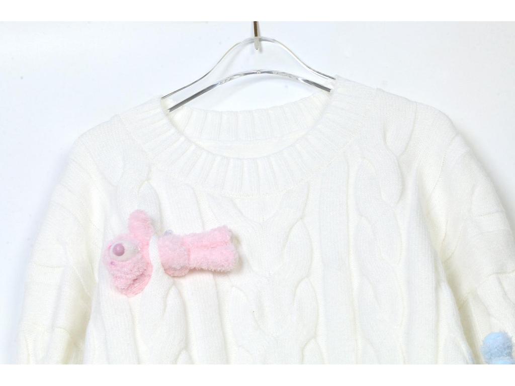 2024 Rainbow Bear Twist Knit Sweater: Autumn/Winter Loose Fit for Women