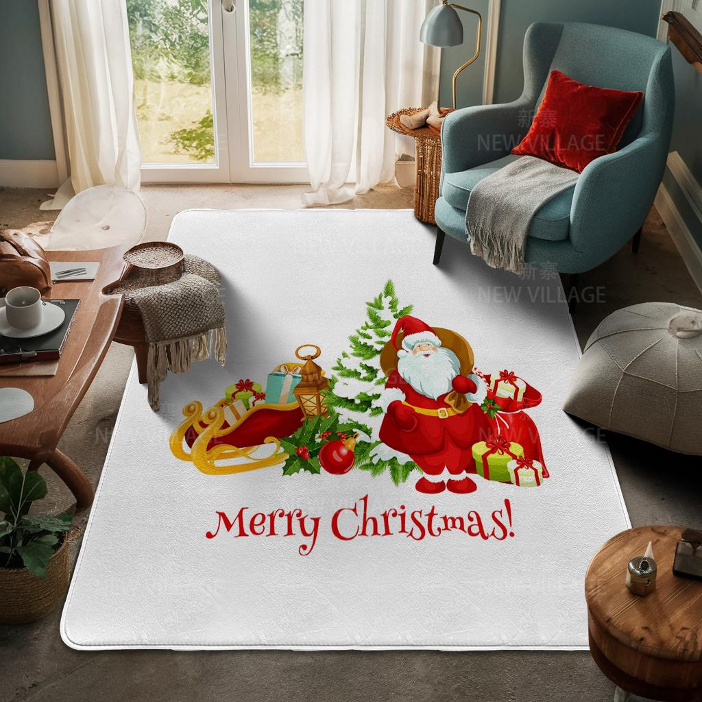 House Entrance Carpet Home Door Mat Living Room Bath Foot Bathroom Non-slip Water Absorption Rugs Bath Merry Christmas Winter