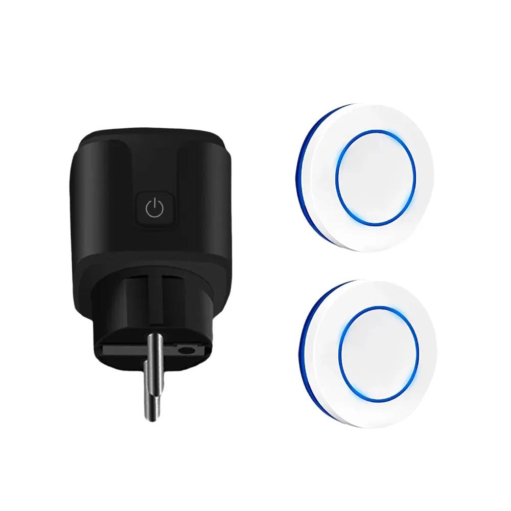433MHZ RF WIFI Remote Control Switch Wireless Electrical Sockets AC 220V 15A Single Plug and Transmitter for Home Appliance Led