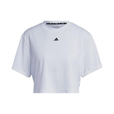 Studio Tee Solid Logo Quick-Dry Yoga Sports Fitness Short Sleeve T-Shirt Women Tops White IB8564