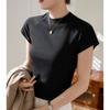 Neues Sommer Damen reiner Baumwolle Kurzarm T-Shirt Hohe Taille Rundhalsausschnitt Raglan Top Lässiges Kurzes Hemd