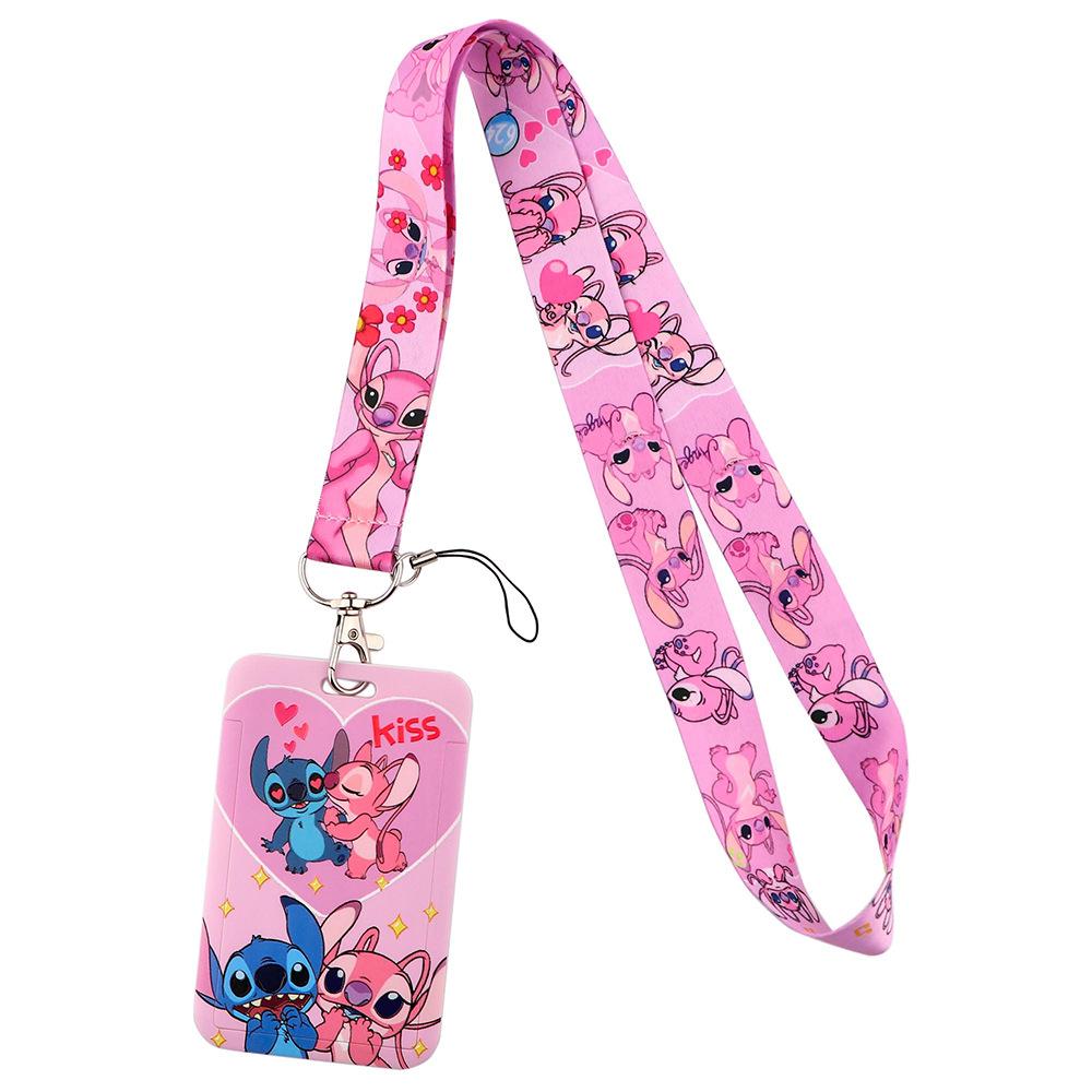 Zestaw holderów na karty Disney Stitch Zawierający holder na karty, holder na wizytówki, holder na kartę autobusową, holder na identyfikator pracowniczy, holder na kartę biurową pink