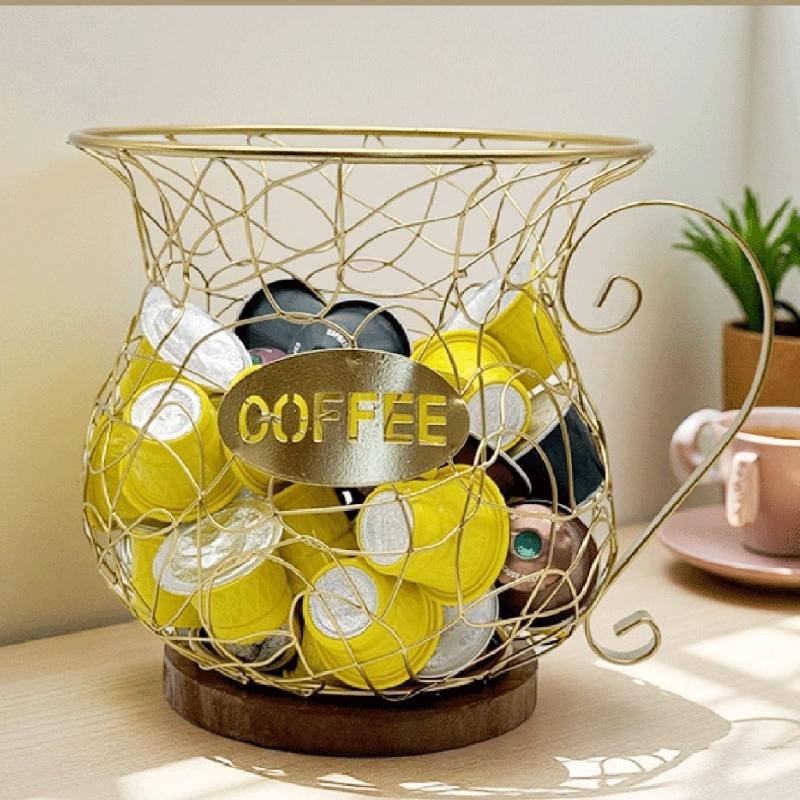 Sturdy Coffee Organizers Basket In Elegant Designs Featuring Opening Portable Accessory for Home or Office Use