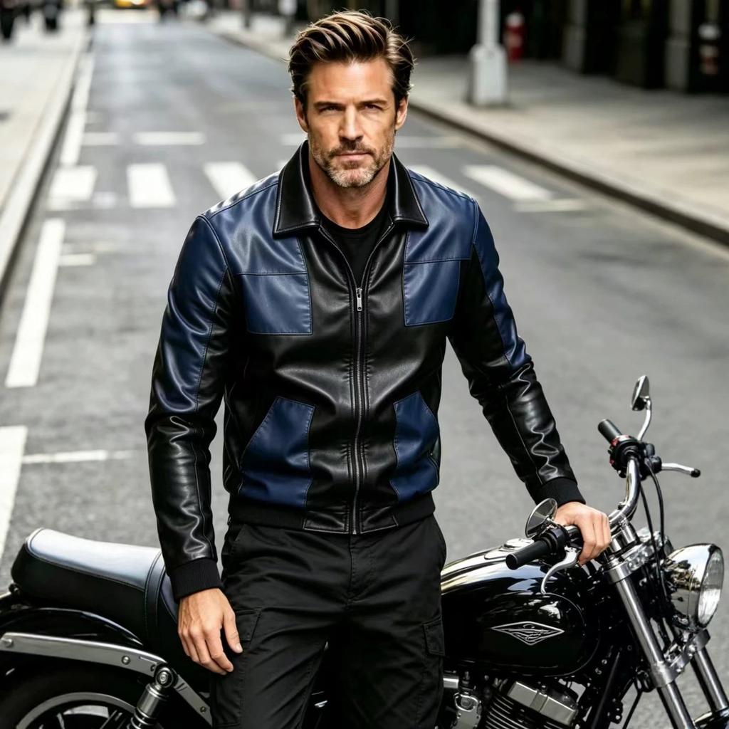 Autumn and winter new men's PU leather jacket locomotive suit lapel suit large size men's leather jacket casual jacket