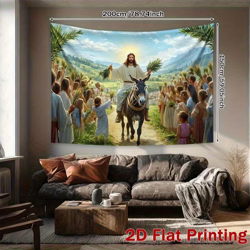 2D Jesus Entering Jerusalem Background Banner for Religious Events