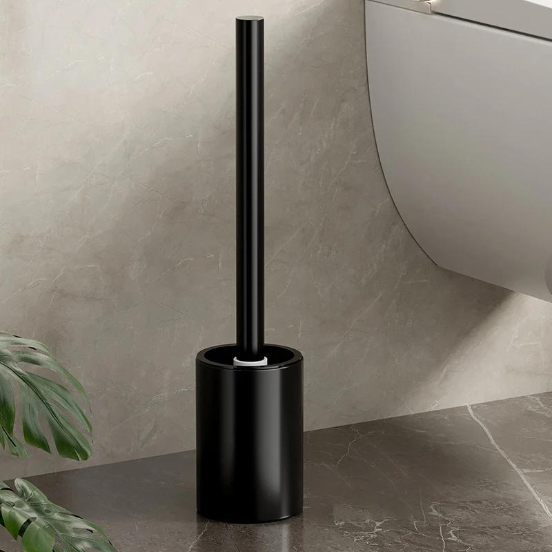 Bathroom Toilet Brush Holder Cleaning Tools Space Aluminum Wall Mounted No Drill Vertical Toilet Brush Bathroom Accessories