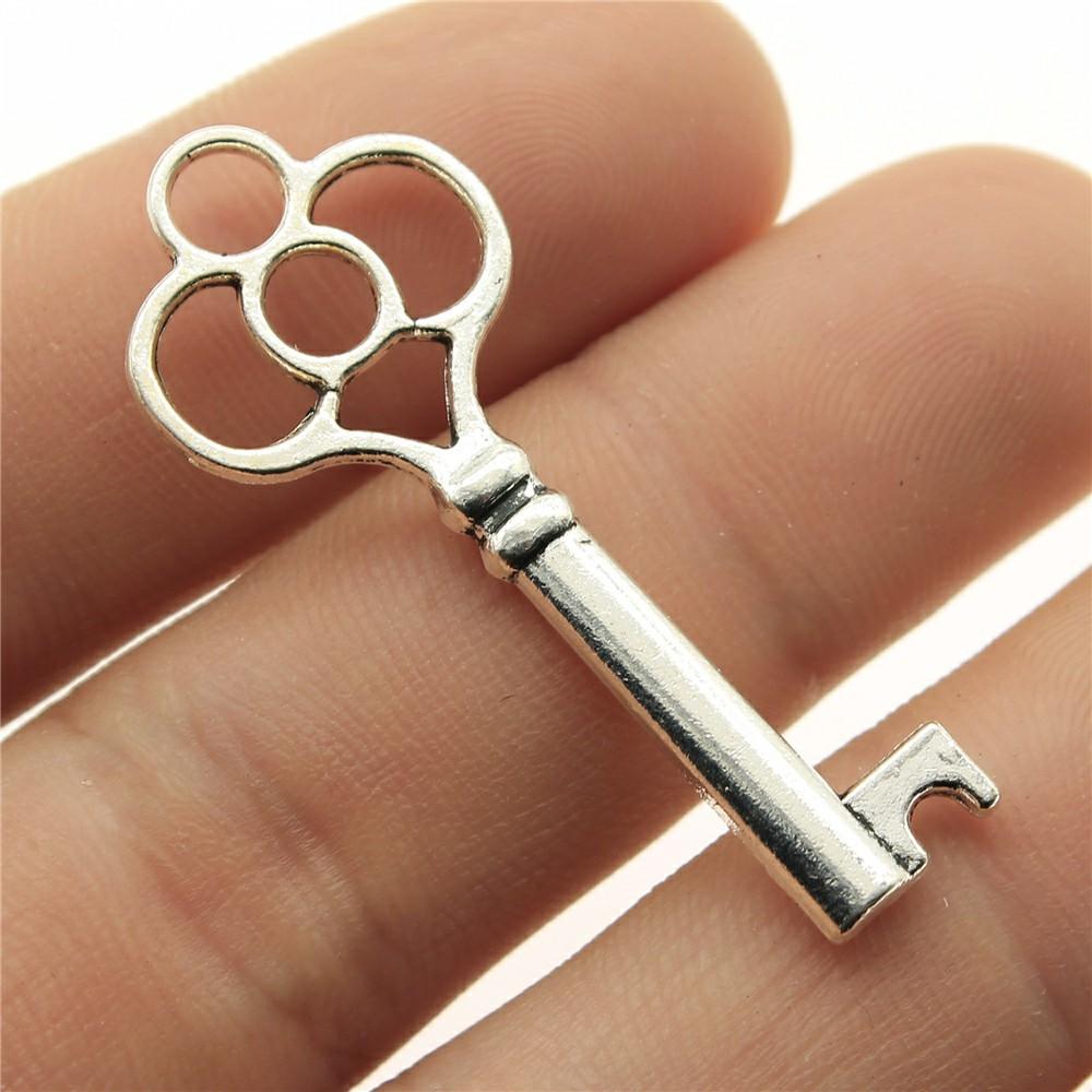 10pcs Antique Silver Color Vintage Key Charm Pendants Jewelry Accessories Retro Key Charms For Jewelry Making DIY