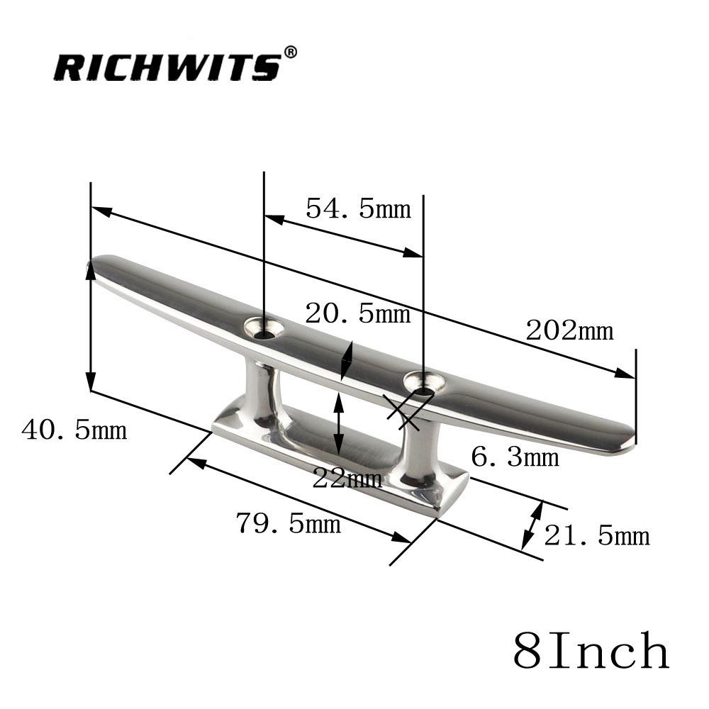 316 Stainless Steel Flat Cleat Bollard with Integrated Base for Yacht Mooring