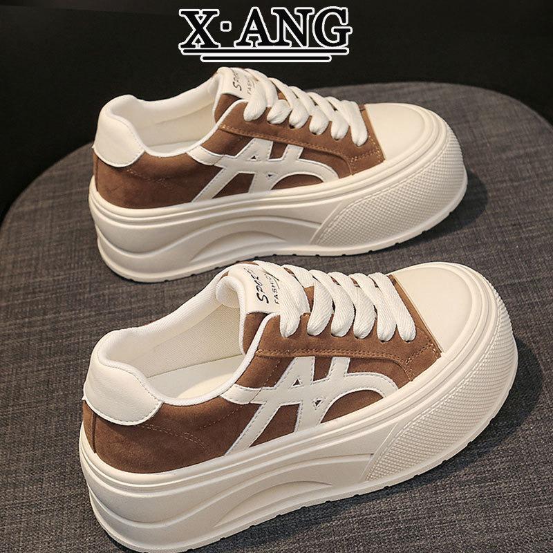 sponge cake thick-soled cm height-increasing women's shoes leather board shoes new autumn little white shoes children's casual sports shoes