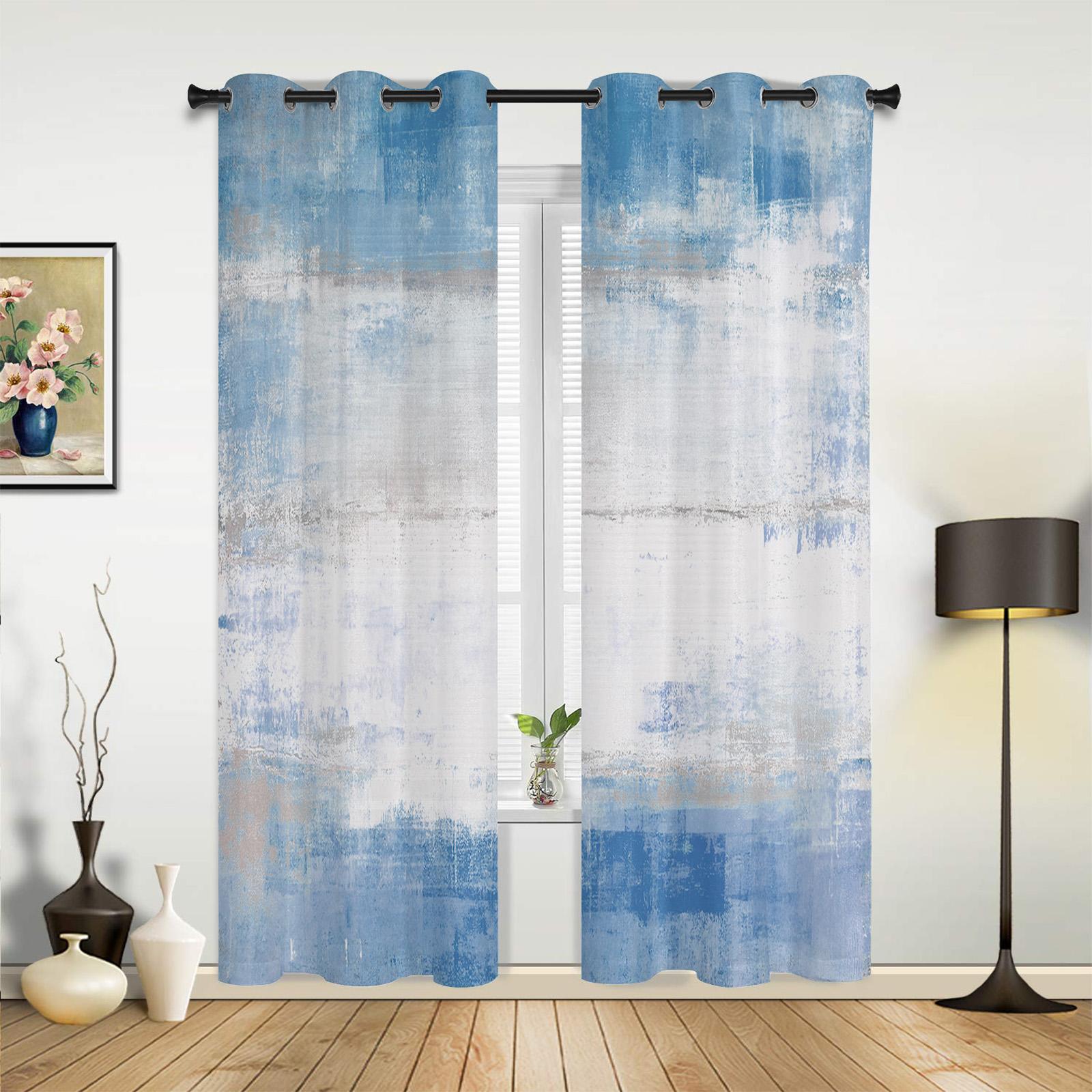 

Геометрические сине-серые полосатые шторы для спальни, гостиной, кухни, детской комнаты, оконные шторы, современный домашний декор 135W x 60H(cm) x1