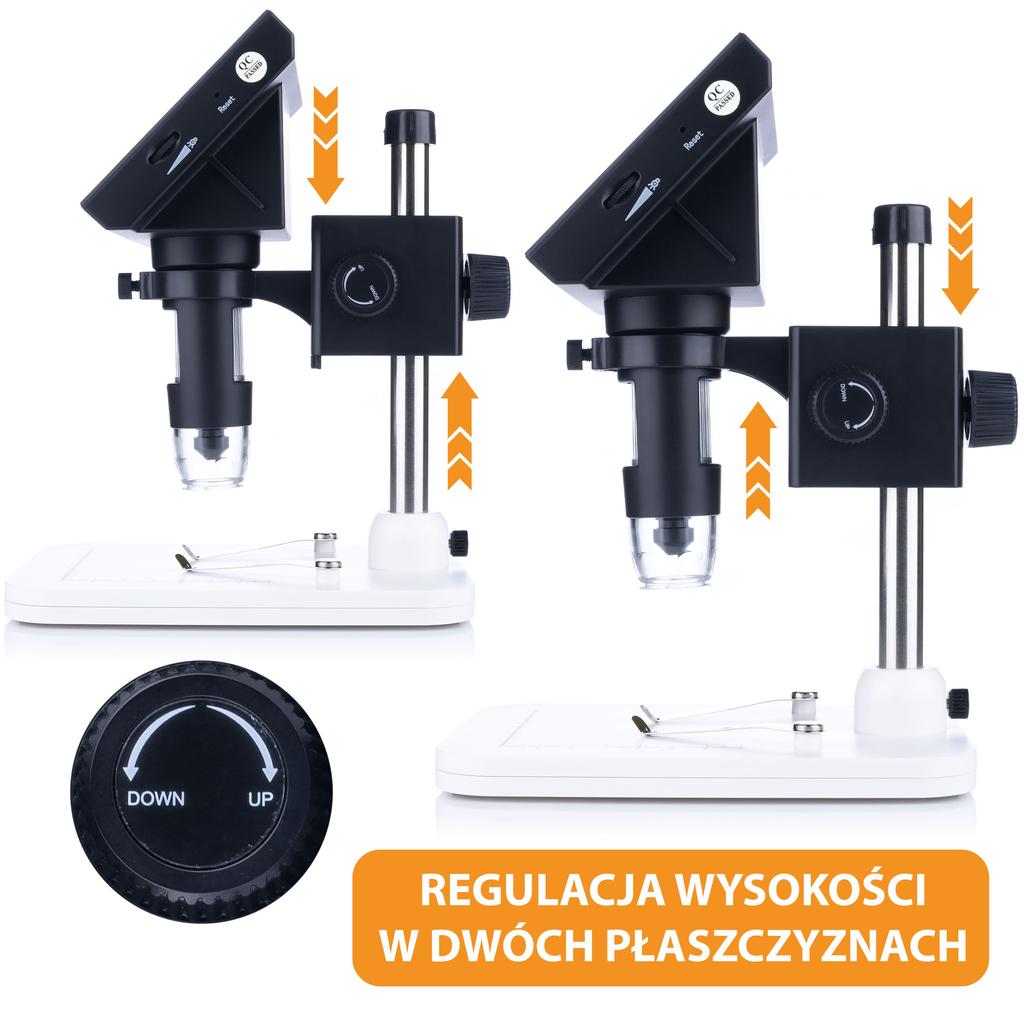 Rosfix Mikroskop Cyfrowy 4,3"" DM3-Z01B049 – Powiększenie 50X–1000X | 1080P HD | 8 Diod LED, USB, Obsługa MicroSD