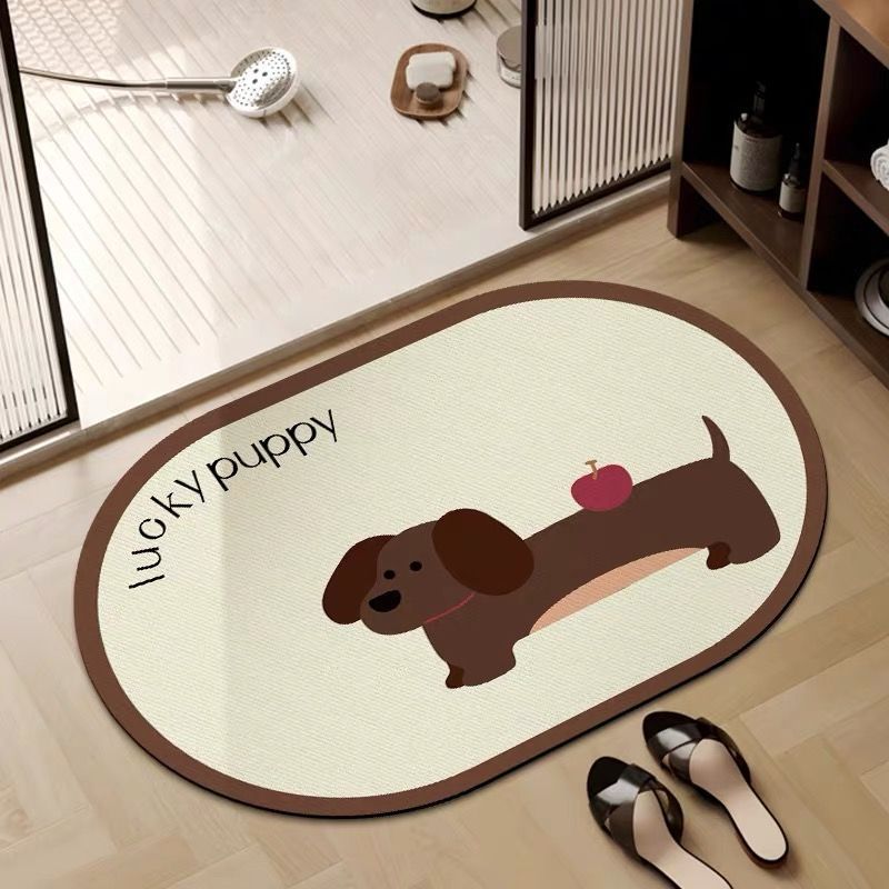 Bathroom Diatom Mud Floor Mat Cartoon Water-absorbing and Anti-slip Foot Mat Bathroom Door Quick-drying Easy-to-maintenance Floor Mat