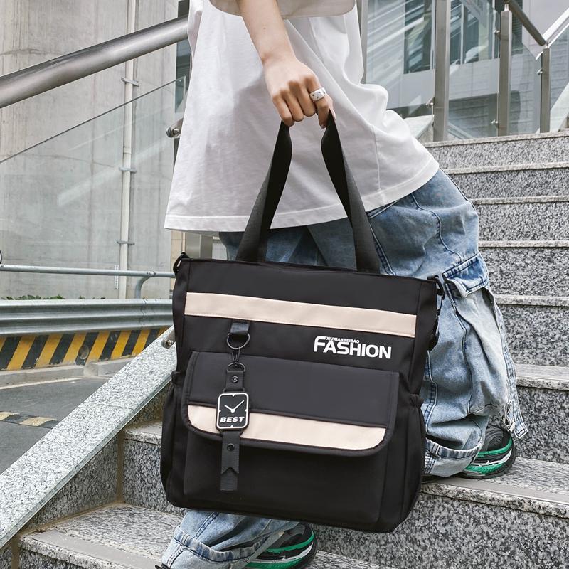 Schultertasche für Junior High School Schüler Farbkontrast Mehrfachfächer Umhängetasche Unisex Große Kapazität Tragetasche