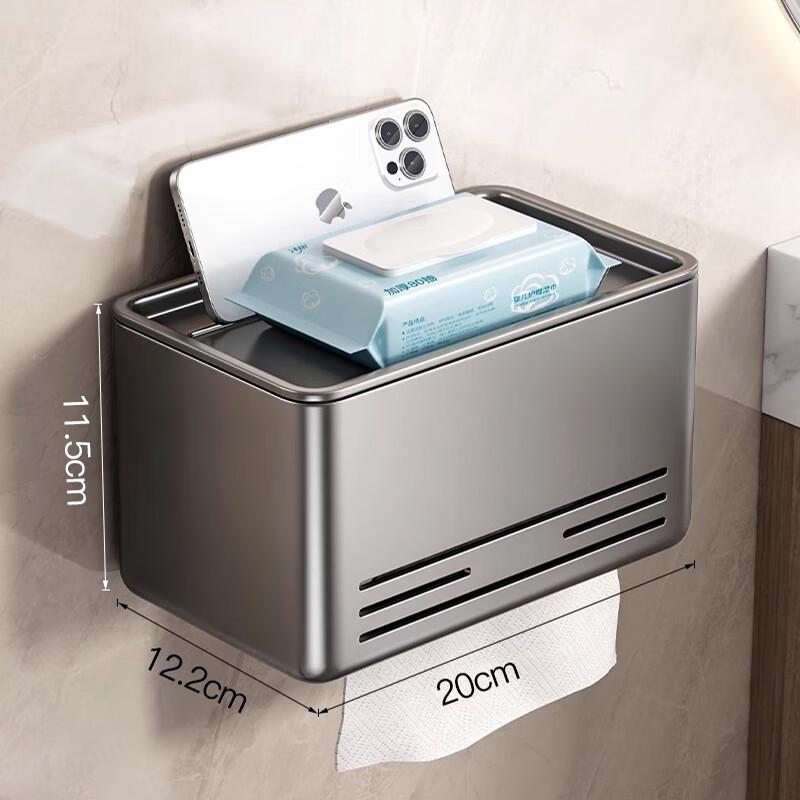 Space Aluminum Wall-Mounted Toilet Paper Holder with Shelf