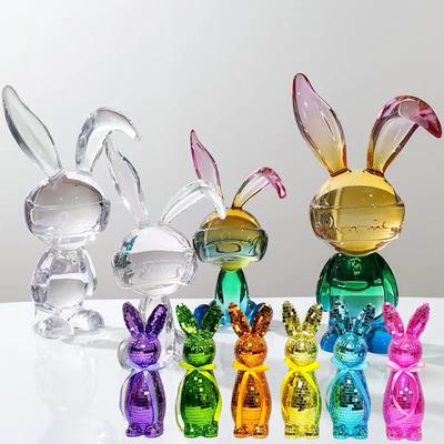 Glass Mirror Rabbit Decoration Ornament Colorful And Cute Mirror Rabbit Ornament Easter Home Decoration Day Gift