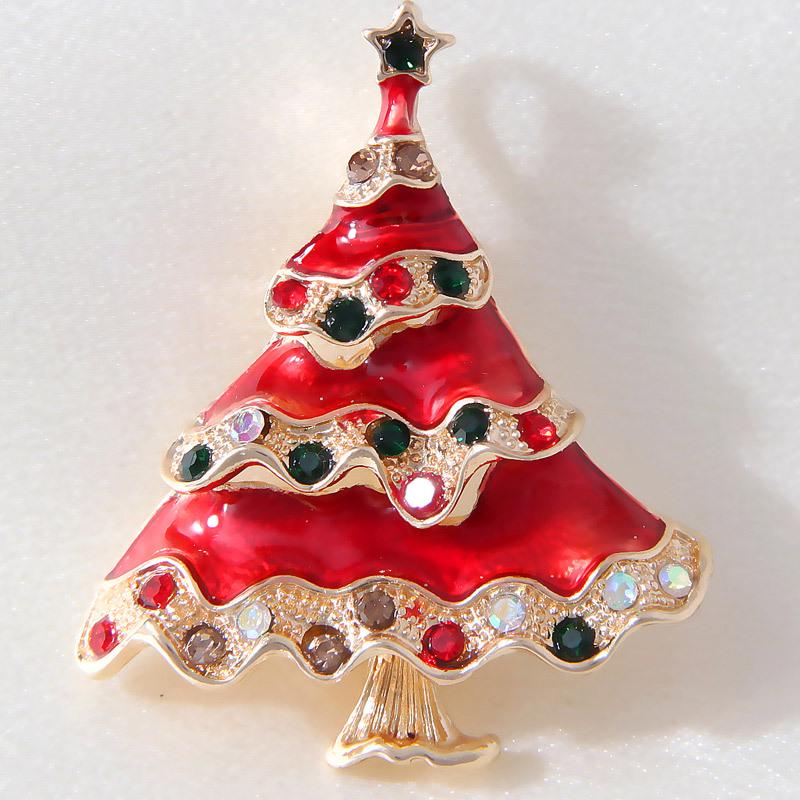 Sparkling Diamond Christmas Tree Brooch for Women