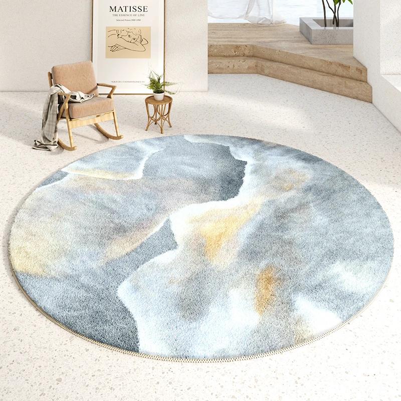 Nordic Abstraction Round Plush Rugs for Bedroom Decor Carpet for Living Room Soft Area Rug Home Thicken Carpet Fluffy Floor Mats